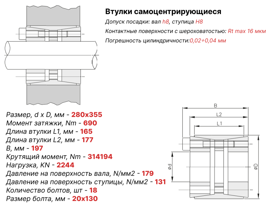 Чертеж втулка зажимная 280х355